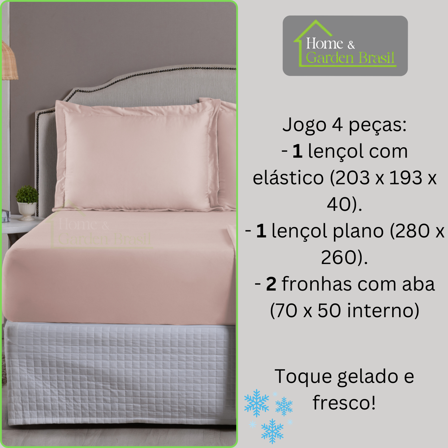 Jogo de Cama Algodão Egípcio 1000 Fios 4 peças - Toque Acetinado com Caimento Perfeito - Fronha com Aba