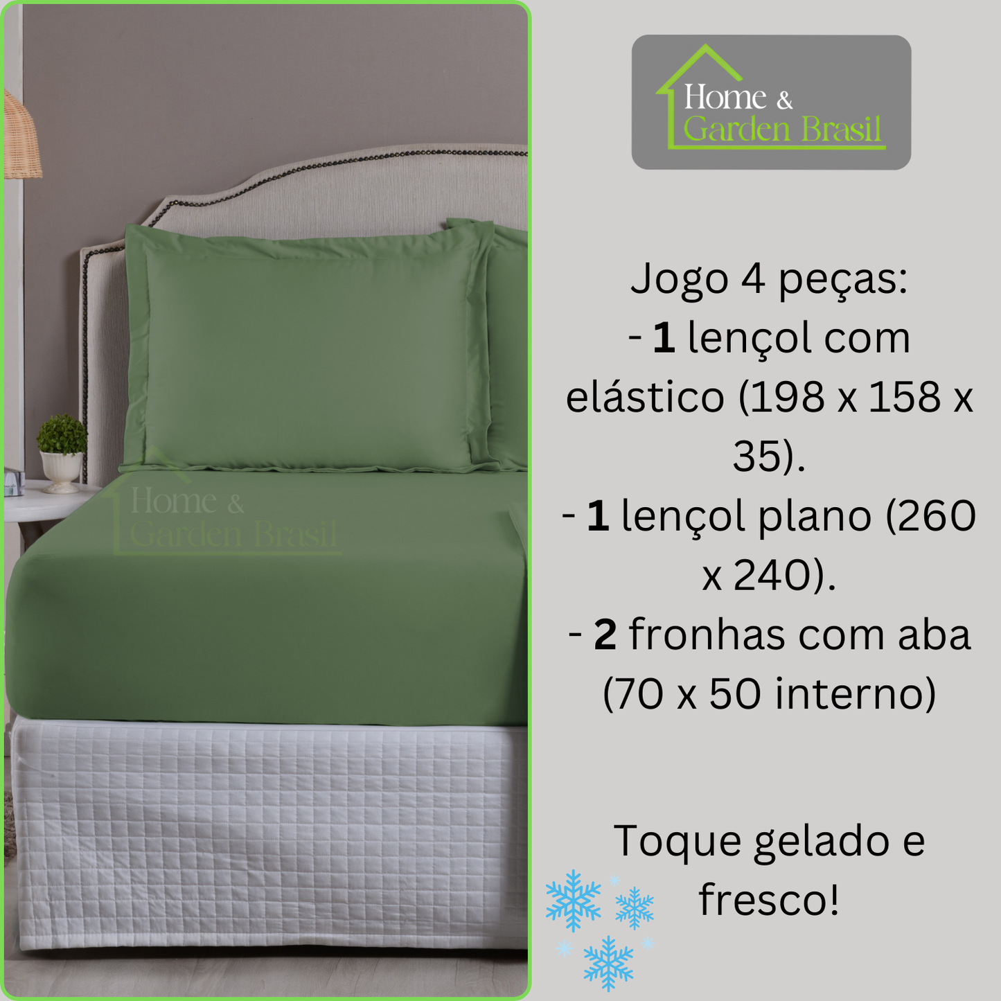 Jogo de Cama Algodão Egípcio 1000 Fios 4 peças - Toque Acetinado com Caimento Perfeito - Fronha com Aba
