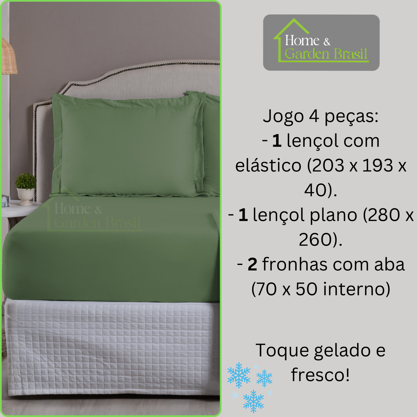 Jogo de Cama Algodão Egípcio 1000 Fios 4 peças - Toque Acetinado com Caimento Perfeito - Fronha com Aba