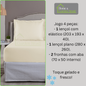Jogo de Cama Algodão Egípcio 1000 Fios 4 peças - Toque Acetinado com Caimento Perfeito - Fronha com Aba