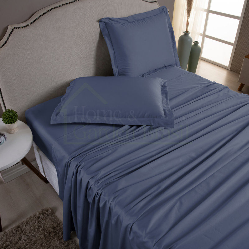 Jogo de Cama Algodão Egípcio 1000 Fios 4 peças - Toque Acetinado com Caimento Perfeito - Fronha com Aba