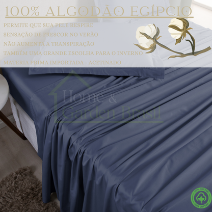 Jogo de Cama Algodão Egípcio 1000 Fios 4 peças - Toque Acetinado com Caimento Perfeito - Fronha com Aba
