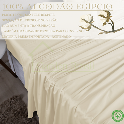 Jogo de Cama Algodão Egípcio 1000 Fios 4 peças - Toque Acetinado com Caimento Perfeito - Fronha com Aba