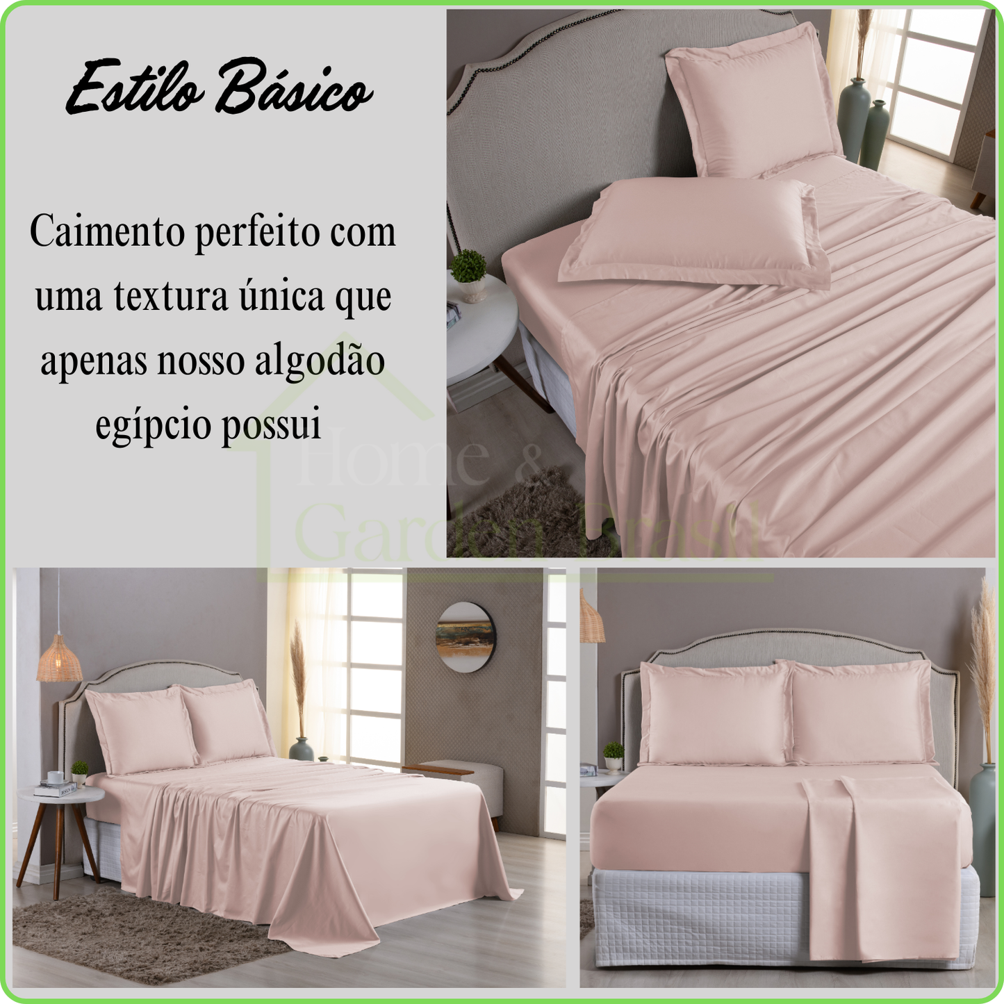Jogo de Cama Algodão Egípcio 1000 Fios 4 peças - Toque Acetinado com Caimento Perfeito - Fronha com Aba