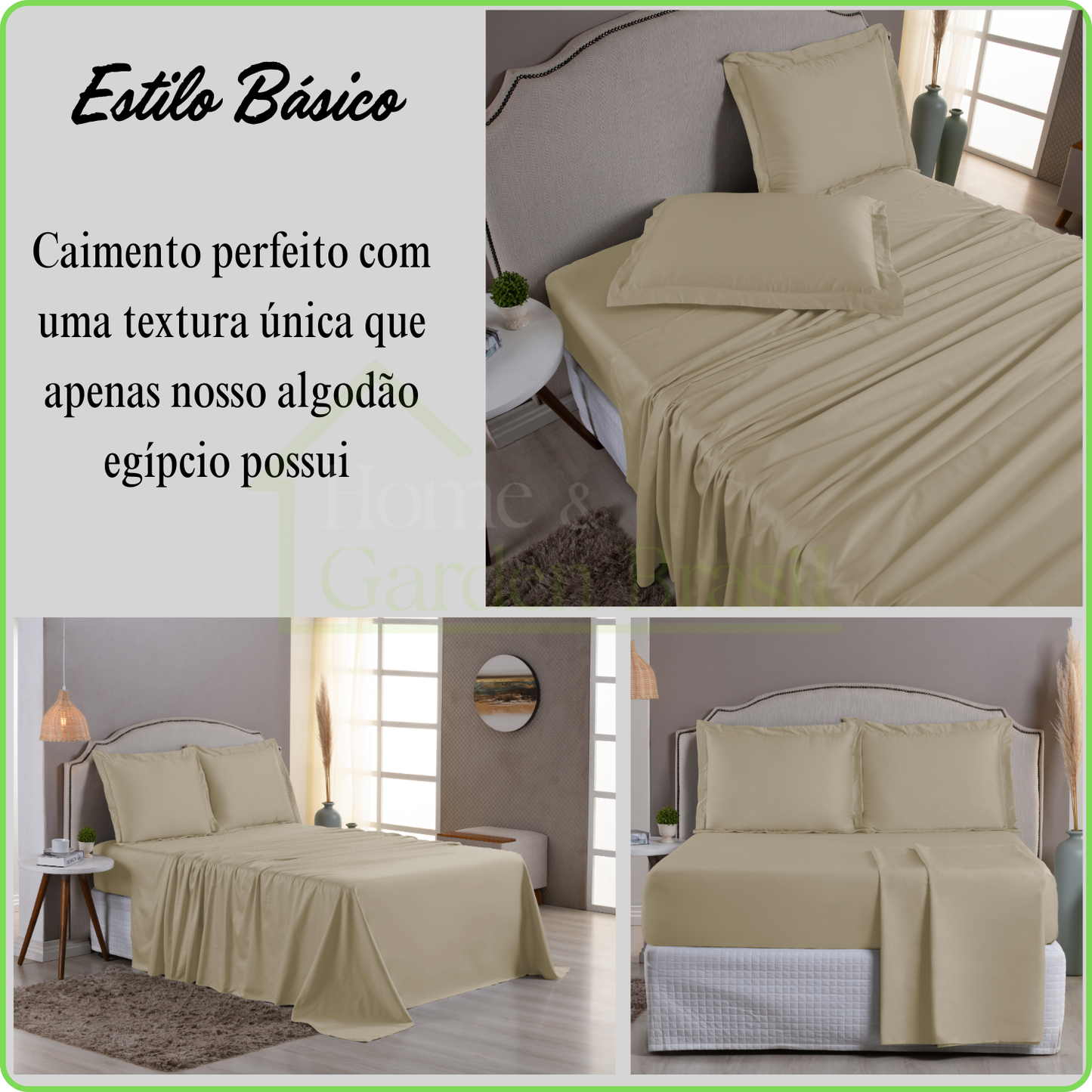 Jogo de Cama Algodão Egípcio 1000 Fios 4 peças - Toque Acetinado com Caimento Perfeito - Fronha com Aba