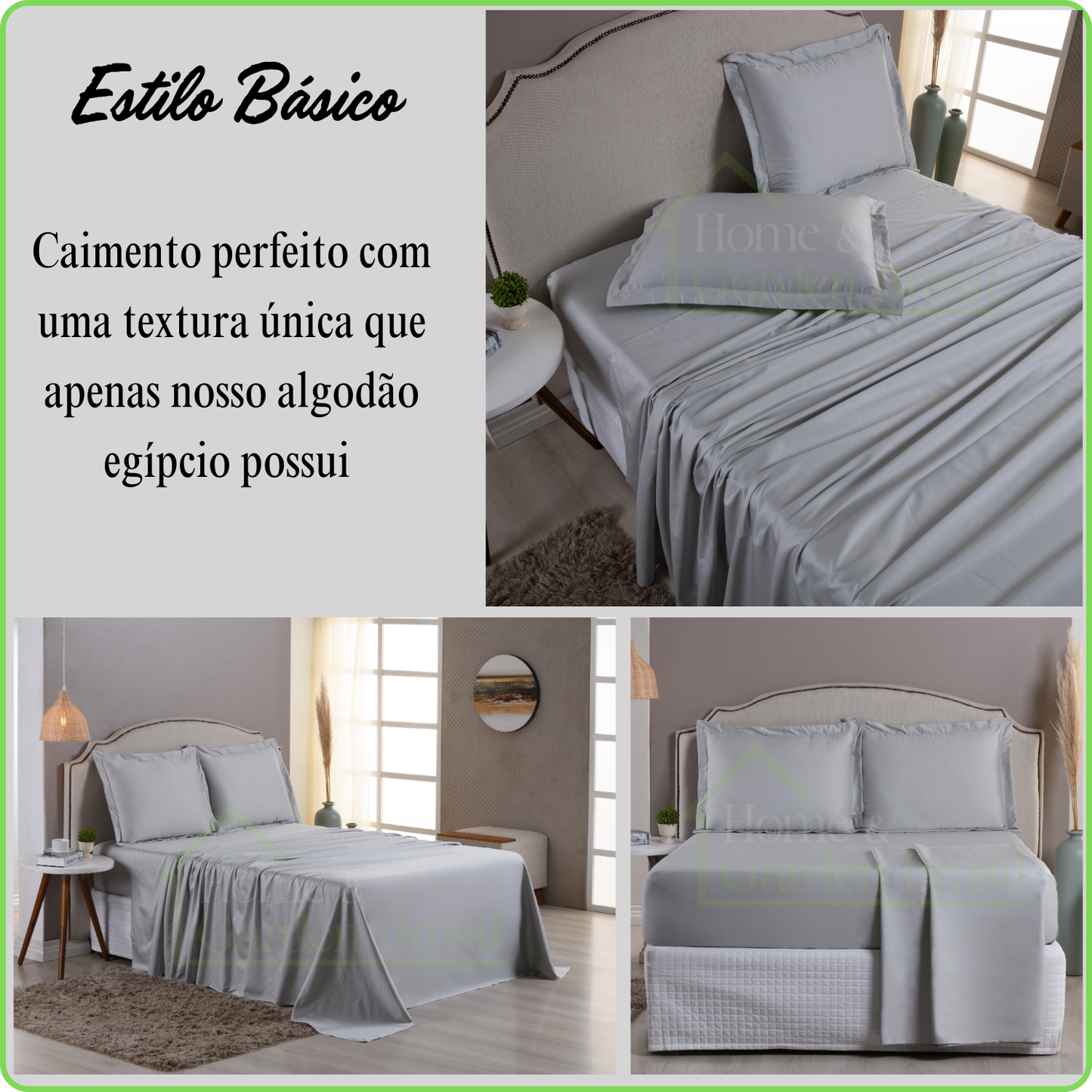 Jogo de Cama Algodão Egípcio 1000 Fios 4 peças - Toque Acetinado com Caimento Perfeito - Fronha com Aba