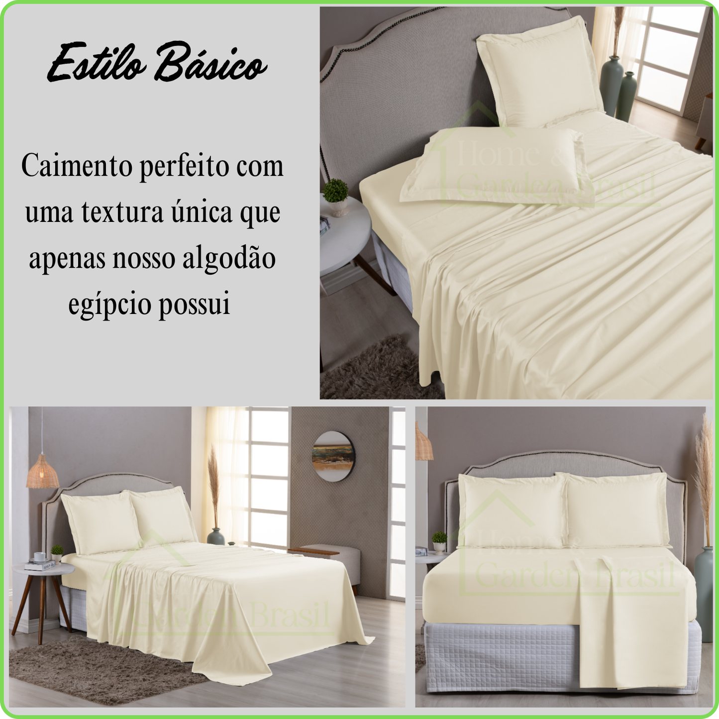 Jogo de Cama Algodão Egípcio 1000 Fios 4 peças - Toque Acetinado com Caimento Perfeito - Fronha com Aba
