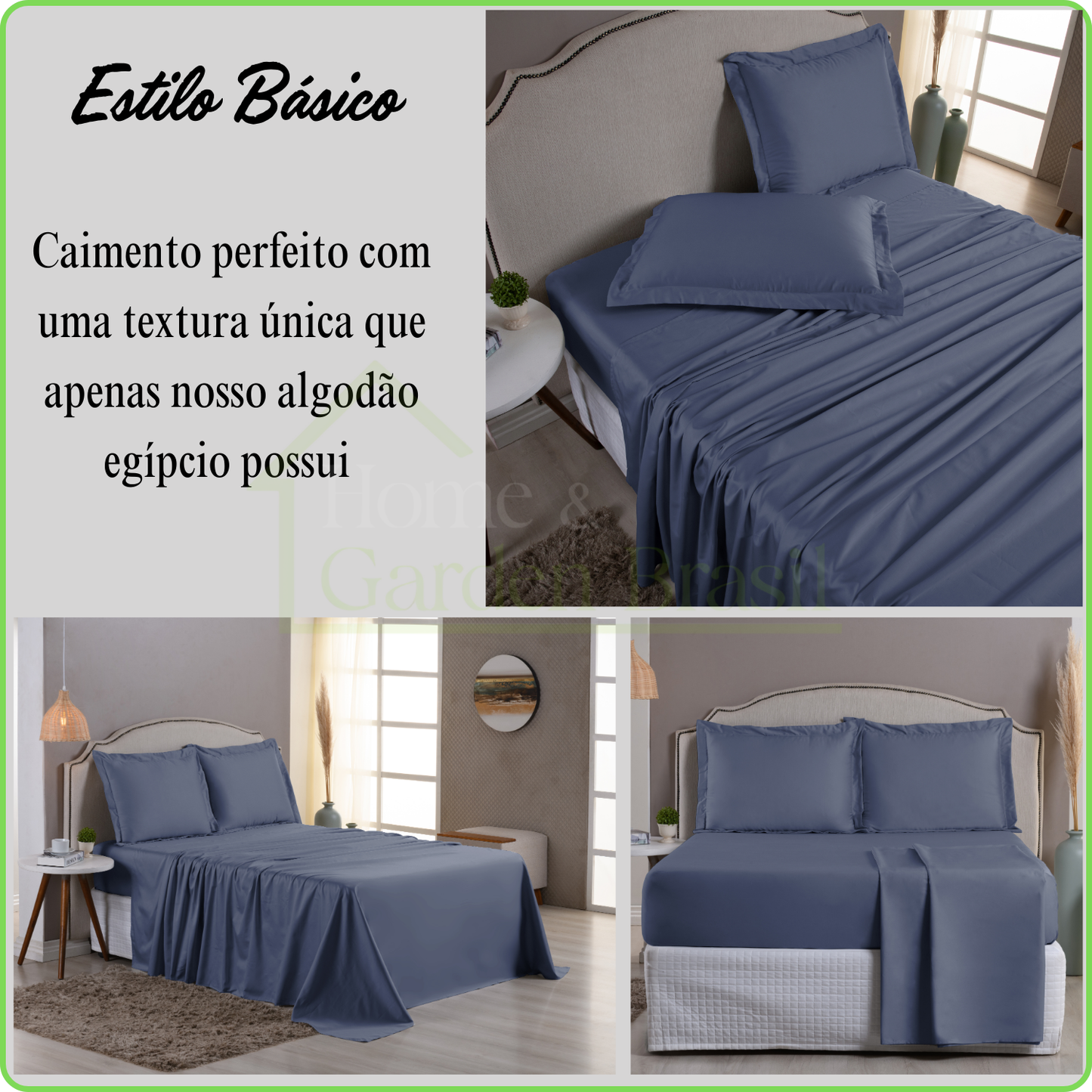 Jogo de Cama Algodão Egípcio 1000 Fios 4 peças - Toque Acetinado com Caimento Perfeito - Fronha com Aba