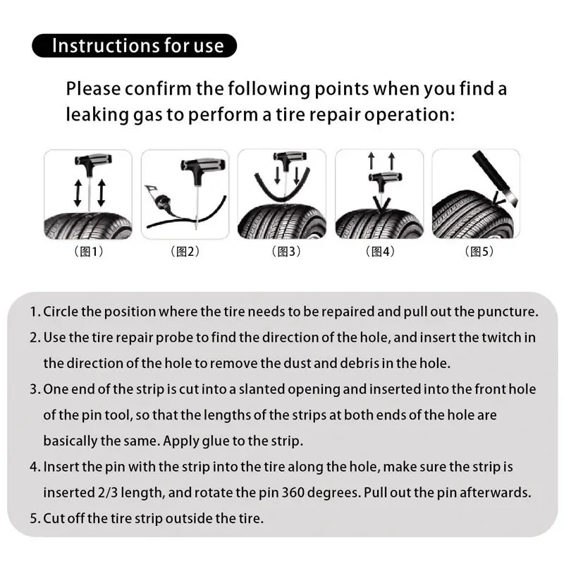 Kit reparo de pneus sem câmara