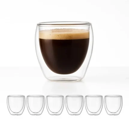 Copo para Café 80ml Parede Dupla Borossilicato Vidro HGBrasil