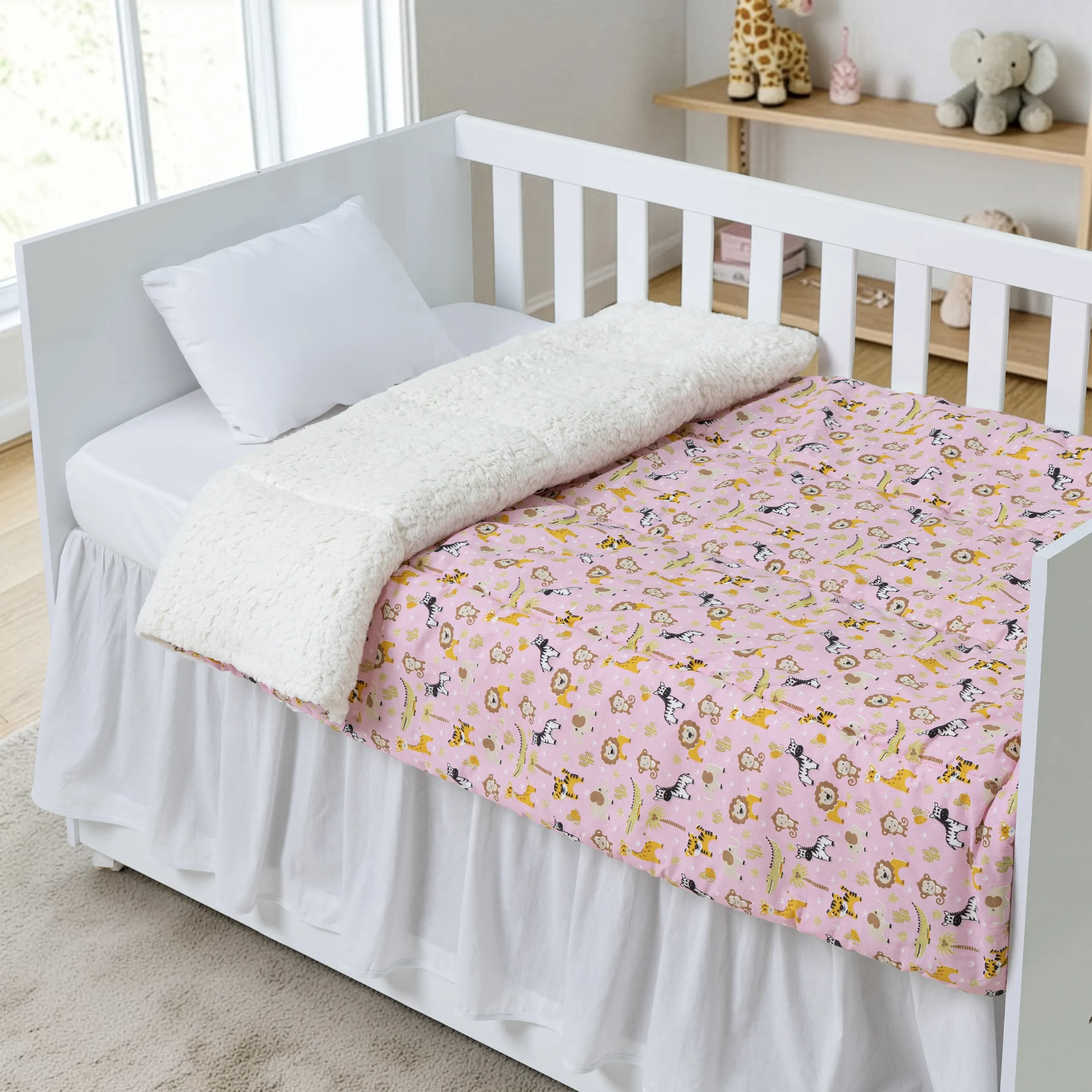 rose_sherpa_3 Coberdrom Berço Dupla Face Algodão 300 Fios e Sherpa Hipoalergênico HGBRasil Berço 150x90cm - Imagem 1
