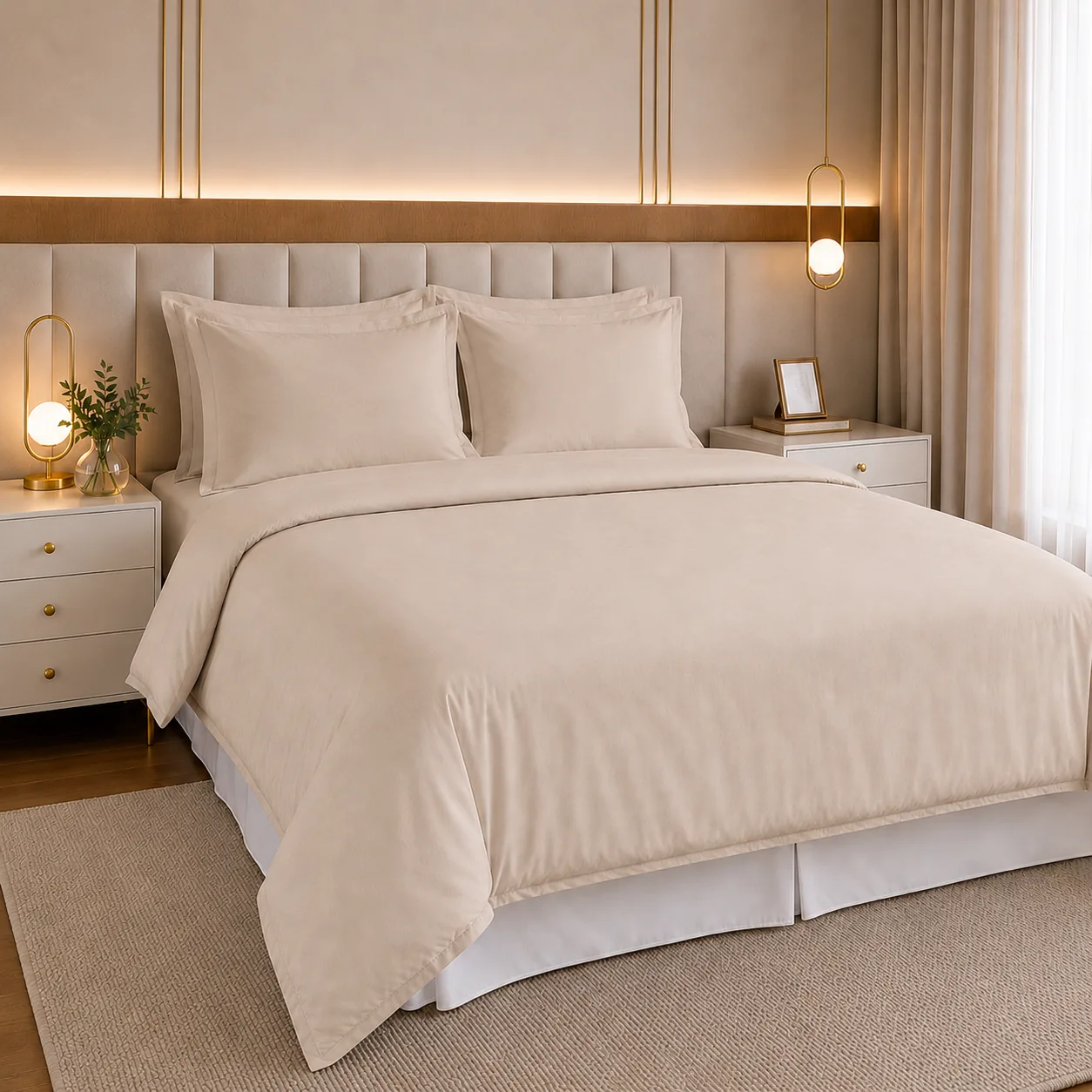 duvet 1400fios queen bege avulso foto ampla