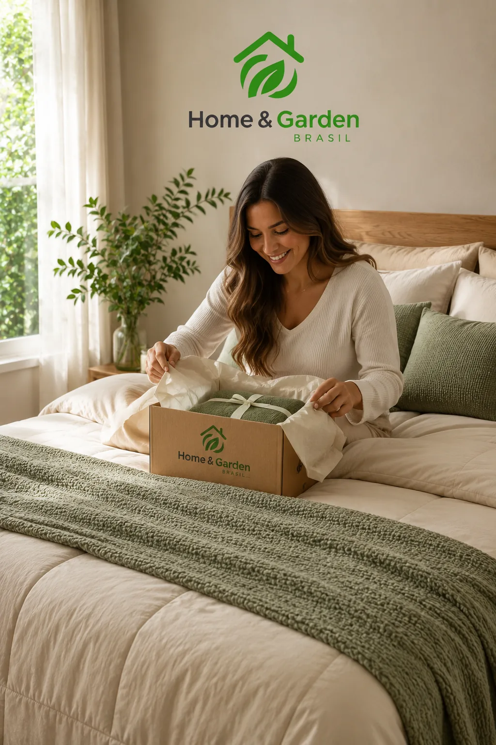 Quarto aconchegante com roupa de cama Home Garden Brasil